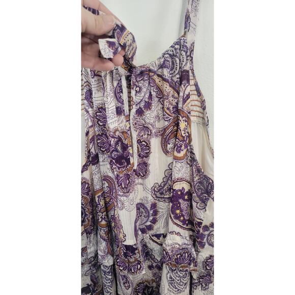 Band Of The Free Maxi Womens Large Liliane Purple Paisley Tiered Cottagecore NWT - Picture 10 of 14